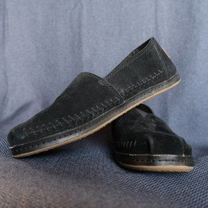 Black Suede Leather TOMS
